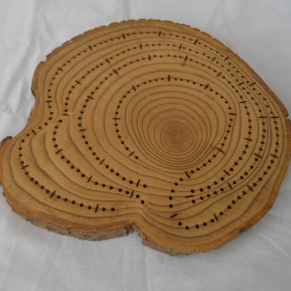 Live Edge Wood HANDMADE Cribbage Board round cookie